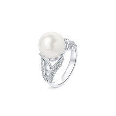 A lustrous pearl is the centre of this gorgeous piece,surrounded by sparkling stones on either side.Exquisite in sterling silver,our personalized ring is the perfect way to express yourself.A beautiful keepsake you'll treasure forever.Weight: 2.84 gHeight: 11.4 mmMaterial: Plating Color: Silver Elegant Pearl Drop Ring For Anniversary, White Diamond Pearl Drop Ring, White Pearl Diamond Ring With Pearl Drop, White Pearl Ring With Diamond, Fine Jewelry Pearl Ring In Diamond White, Pearl White Diamond Pearl Ring With Drop Detail, Fine Jewelry Diamond White Pearl Rings, Diamond White Pearl Ring With Diamond Accents For Promise, Pearl Ring With Diamond Accents