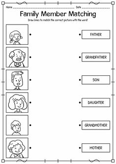 the family member matching worksheet