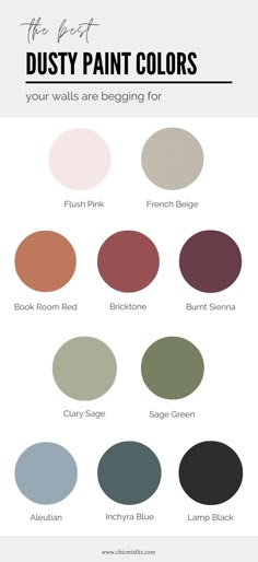 the color chart for dusty paint colors