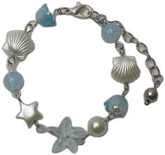 Silver Adjustable Strand Beaded Bracelets, Adjustable Silver Beaded Strand Bracelets, Handmade Silver Beaded Bracelets Ocean-inspired, Adjustable Silver Beaded Bracelet With Starfish Charm, Ocean-inspired Silver Beaded Bracelets, Silver Beaded Ocean-inspired Bracelets, Ocean Starfish, Starfish, Beaded Bracelet