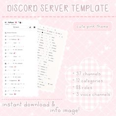 a pink background with the words discord server template