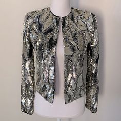 Worn Once, Excellent Condition Sequin Jacket, Alice Olivia, Blazer Suit, Limited Time, Suit Jacket, Sequin, Jackets For Women, Jackets & Coats, Silver