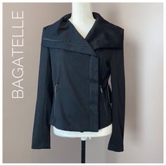 Nwt (Price Tag Not Included) Black With Black Zippers Front Pockets Asymmetrical Zip Closure Ponte Front Drape Shoulder Pads (Could Be Cut Out If Needed) Shell And Exterior Are 76% Polyester 19% Rayon And 5% Spandex Machine Wash Cold Or Dry Clean No Trades Chic Black Asymmetrical Blazer, Chic Asymmetrical Fall Blazer, Black Asymmetrical Blazer For Spring, Fall Evening Outerwear With Zipper Closure, Chic Outerwear With Zipper Closure For Office, Versatile Black Formal Outerwear, Black Asymmetrical Outerwear For Office, Asymmetrical Black Outerwear For Office, Winter Evening Outerwear With Zipper Closure