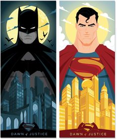 batman and superman's faces are shown in three different colors