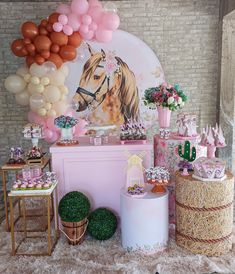 a horse themed birthday party with balloons and decorations