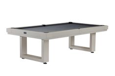 a white pool table with black top