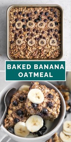 Banana Baked Oatmeal is a recipe everyone needs! A healthy vegan breakfast great for meal prep. No sugar added, simple ingredients and easy to make. Plus there are endless ways to flavor this oatmeal, like adding fresh fruit, peanut butter, chocolate chips and more. Oatmeal Recipes Healthy, Easy Healthy Breakfast Recipes, Banana Oatmeal Recipe, Oatmeal Ideas, Vegan Baked Oatmeal, Ripe Banana Recipe, Banana Baked Oatmeal, Healthy Oatmeal Recipes, Vegan Baking Recipes