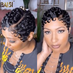 BAISI HAIR Pixie Cut Wig BAISI Full Lace Finger Wave Short Wig Wig Units, Black Kids Braids Hairstyles, Short Relaxed Hairstyles, Short Cut Wigs, Short Hair Designs, Finger Wave, Tapered Natural Hair, Natural Hair Short Cuts, Bold Hair Color