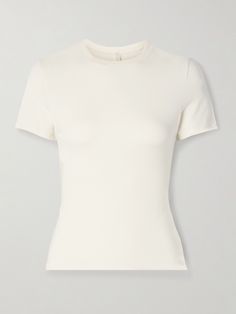 SKIMS' T-shirt is made from stretch cotton-jersey that's so soft and comfortable, you'll never want to take it off. It's cut for a very close fit and will work with everything from tailoring and jeans to track pants. Off White T Shirt, Denim Flats, Film Academy, Fall Inspo, Fantasy Gowns, Sport Swimwear, Exclusive Dress, Sports Skirts, Women Clothes