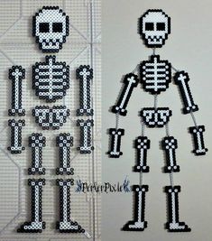 the skeleton is made out of black and white beads