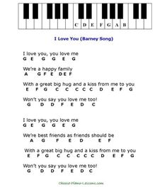 sheet music for piano with the words i love you