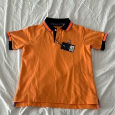 Original Brand New With Tag Size M 10/12 Color 821 Tangerine Casual Orange Tops For Playwear, Casual Orange Tops For School, Bunny Black, Pink Polo Shirt, Black Polo Shirt, Bunny Shirt, Black Polo, Long Sleeve Polo Shirt, Boys Long Sleeve