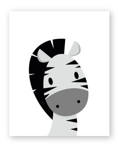 a black and white zebra's head is featured in this minimalist poster print