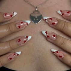 0A207 White French Tip Red Hearts Press on Nail Glue Included Valentines Design 10pcs Set - Etsy France Nails, Romantic Nails, February Nails, Purple Nail, Nails 2024, Dream Nails