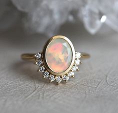 Australian Opal Ring Rose Gold Diamond Opal Ring Oval Opal | Etsy Oval Opal Ring With Rose Cut Diamonds, Heirloom Opal Ring With Diamond In Oval Shape, Heirloom Diamond Opal Ring Oval Shaped, Heirloom Oval Opal Ring With Diamond Accents, Oval Opal Rings With Rose Cut Diamonds, Oval Opal Ring With Rose Cut Diamonds For Promise, Oval Opal Promise Ring With Rose Cut Diamonds, Fine Jewelry Wedding Opal Cabochon Ring, Opal Ring With Rose Cut Diamonds For Anniversary