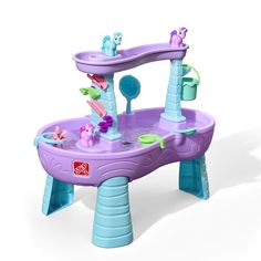 the littlest pony water table is purple and has blue trimmings on it