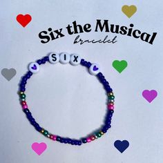 The perfect bracelet to wear for your Six the Musical show or as a gift for someone who loves the theatre production. All bracelets are handmade to order.  Please message me with any specific size measurements, standard bracelet size is approximately 7inches. Music Bracelet Ideas, Music Beaded Bracelet, Wicked Themed Bracelets, Six The Musical Bracelet, Musical Bracelet, Pony Bead Bracelets, Bracelet Diy, Bracelets Handmade Beaded, Pony Beads