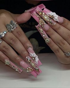 Junk Nails Bling, Clear Glitter Nails, Gem Nail Designs, Nail Pics, Weak Nails, Claw Nails