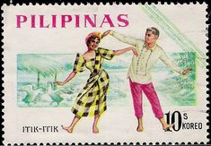 a postage stamp with an image of two people dancing