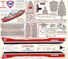 an old paper model of a ship and its plans for it's launch stage