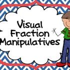 a boy with a thought bubble that says visual fraction manipuliatives