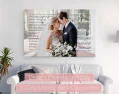 a couple kissing on their wedding day with the text design review in 1 day 30 days money back guarantee