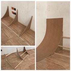 there is a skateboard ramp made out of plywood