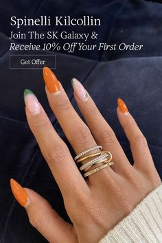 Join the SK Galaxy to receive 10% off your first order! Subscribe with email and text to get your offer. Short Coffin Fall Nails Designs, Unghie Sfumate, Ootd Instagram, Hello Nails, Oval Nails, Dipped Nails, Orange Nails, Minimalist Nails