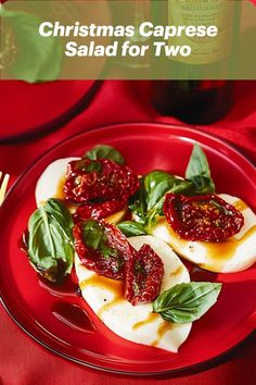 Fresh mozzarella, tomatoes, and basil with a twist of sun-dried tomatoes, a refreshing side for a non-traditional Christmas meal for two. Non Traditional Christmas Dinner, Tomato Caprese Salad, Tomato Caprese