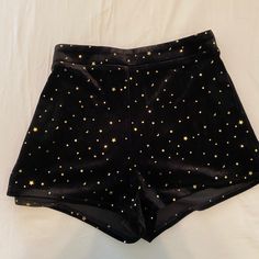 Never Worn. In A Great Condition. Black Velvet, Gold Starry Shorts Check Crop Top, Asymmetrical Skort, Jean Skort, Hot Pants Shorts, Black Skort, Wild Honey, Velvet Shorts, Plaid Tie, Flowy Shorts