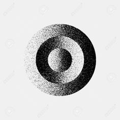 an abstract black and white circle with dots in the center on a white background stock photo