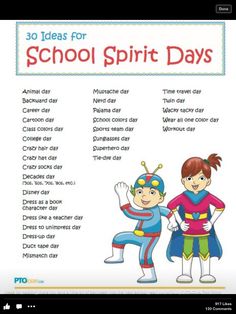 an image of a school spirit days poster