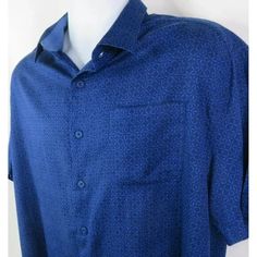 Nat Nast | Shirts | Nat Nast Shirt Mens L Silk Blend Navy Blue And Light Blue Geometric Short Sleeve | Poshmark