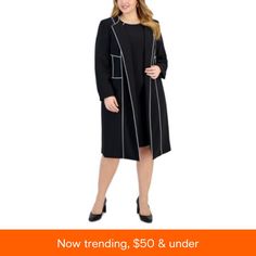 in stock Tailored Knee-length Spring Outerwear, Spring Career Dress With Long Sleeves, Elegant Spring Career Outerwear, Tailored Knee-length Jacket Dress For Spring, Spring Workwear Jacket Dress With Long Sleeves, Spring Long Sleeve Jacket Dress For Work, Spring Knee-length Jacket Dress, Spring Evening A-line Outerwear, Tailored Spring Career Dress