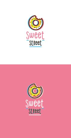 the logo for sweet street is shown in three different colors and font styles, including one with