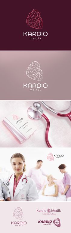 the logo for kardio medical is shown in three different colors and font styles