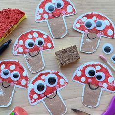 paper plate crafts made to look like mushrooms with googly eyes