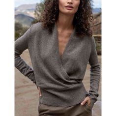 The Phinneas Wrap Sweater from Brochu Walker adds drama to your classic wardrobe. Crafted from 100% ethically sourced cashmere in an all-season weight, this exceptional sweater is the ultimate in fine, feminine luxury. The self-wrap front leads to a deep ribbed hem you can wear tucked into your favorite jeans or out over a sleek pencil skirt. Long sleeves end in deep-ribbed, split cuffs just dying to show off your bangle bracelets and statement rings. Feminine Luxury, Romantic Nature, Classic Wardrobe, Clothes Horse, Wrap Sweater, Mode Inspiration, Knitting Designs, Favorite Jeans, Cashmere Sweaters