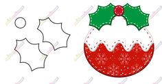 a christmas ornament with holly leaves and snowflakes on the side, cut out