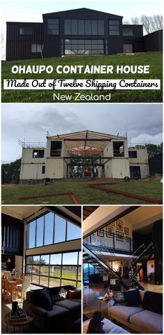 a collage of photos showing the inside and outside of a house