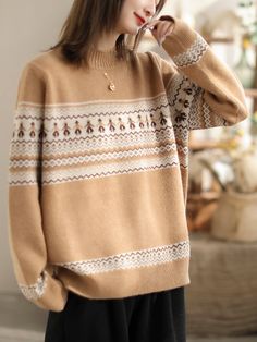 Details: Gender: Women Item Type: Cardigan Material: Cotton, Polyester Pattern Type: Jacquard Season: Spring, Autumn Style: Leisure, Daily, Retro Occasion: Going Out, Daily Size: One Size Length: 61.00 cm/ 24.02 " Bust: 108.00 cm/ 42.52 " Shoulder: 38.00 cm/ 14.96 " Sleeve: 60.00 cm/ 23.62 " Autumn Style, Jacquard Knit, Knitted Cardigan, Season Spring, Knit Cardigan, Knitting Patterns, Going Out, Autumn Fashion, Knitting