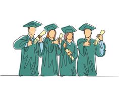 a group of people in graduation gowns are holding their hands up to their ears