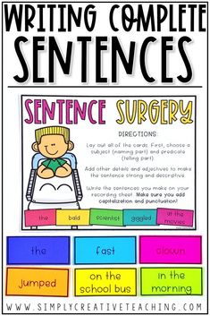 writing complete sentences for students to use on their own worksheets and posters