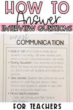 an interview paper with the title how to answer interview questions for teachers