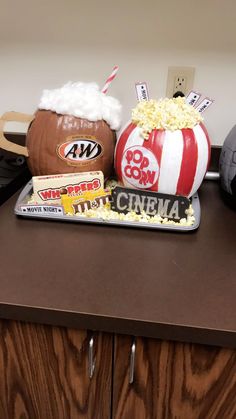 an assortment of food items sitting on top of a counter