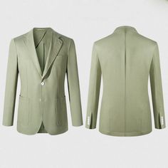 The Men's Slim Fit Sage Green Suit is the epitome of wedding day style. With its unique sage green hue, this suit adds a fresh and natural elegance to the groom's look. Meticulously tailored with refined details, it promises sophistication. Whether in a garden, on the beach, or in a traditional church ceremony, this suit seamlessly integrates into any setting, making it a standout choice for creating memorable wedding moments. Material: 35% Rayon / 65% Polyester Care Instructions: Machine wash / Green Long Sleeve Suit For Groom, Classic Green Blazer For Groom, Green Notch Lapel Blazer For Wedding, Green Single Breasted Blazer For Wedding, Green Single-breasted Blazer For Wedding, Classic Green Wedding Blazer, Tailored Green Wedding Blazer, Green Single Breasted Wedding Suits, Green Single Breasted Blazer For Groom