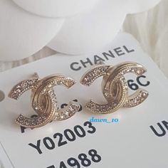 Very Rare Pair Of Chanel Classic Small/Mini Crystal Cc Earrings In Gold Tone Hardware. Measures Aprrox. 0.5" Left To Right. No Flaws. Comes With Box And Tag. Designer Diamond Earrings For Gift, Elegant High-quality Gold Jewelry, Designer Diamond Earrings For Anniversary, Designer Gold Diamond Earrings For Anniversary, Luxury Gold Diamond Earrings Aaa Quality, High-end Gold Jewelry For Evening, Designer Gold Earrings With Diamond Accents, Luxury Aaa Quality Diamond Earrings As Gift, Designer Gold Diamond Earrings As Gift