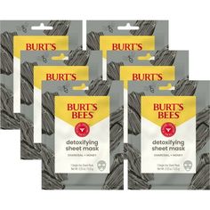 Burt's Bees Detoxifying Charcoal Sheet Mask removes impurities for an invigorating cleanse while being gentle and soothing to skin. The sheet mask features embedded charcoal to help remove impurities, dirt and grime from the surface of your skin providing a fresh clean appearance. The 99.0% natural soap free formula uses powerful natural ingredients like honey to leave skin feeling clean, hydrated and looking healthy and completely refreshed. Perfect for those days when your skin needs a serious Facial Sheet Mask, Charcoal Mask, Burt's Bees, Skin Benefits, Burts Bees, Clean Face, Sheet Mask, Natural Soap, Me Time