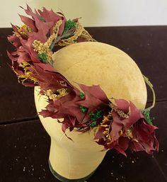 Most likely designed for bridesmaids at a wedding, this is a lovely handmade piece with an adjustable diameter (the two ends clip together and can be adjusted).   The condition is excellent.   The diameter right now is 7”. Autumn Leaf Crown, Fall Flower Crown, Bridal Head Piece, Leaf Crown, Head Piece, Fairy Land, Clothes Ideas, Bridal Headpieces, The Two