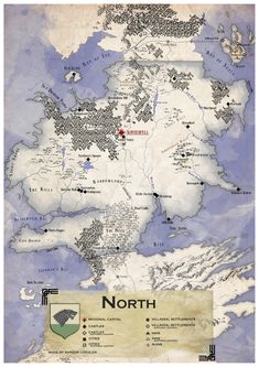 the map of north is shown in blue and white